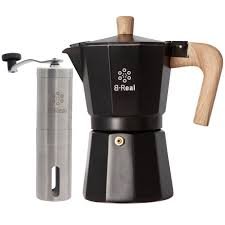 Italiensk Kaffebryggare med Manuell Kvarn - 6 Koppar